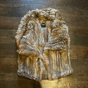 Bebe rabbit fur vest - brown multi color size XS
